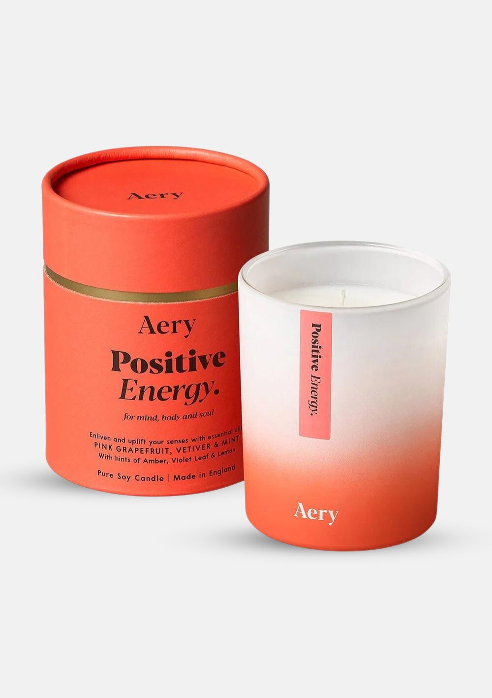 POSITIVE ENERGY SCENTED CANDLE - PINK GRAPEFRUIT VETIVER AND MINT