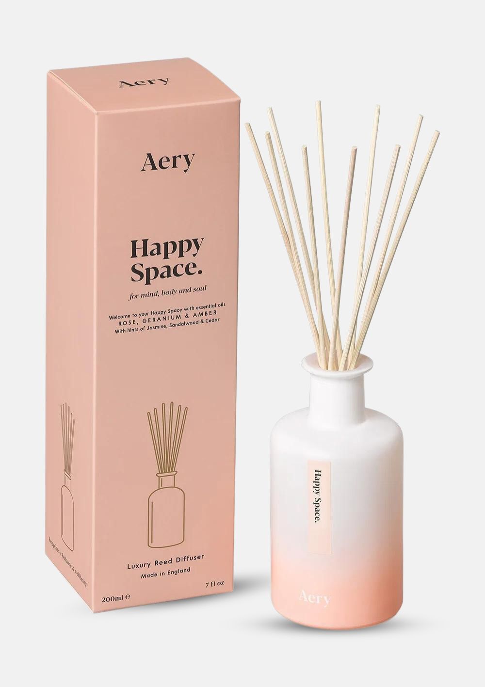 HAPPY SPACE REED DIFFUSER - ROSE GERANIUM AND AMBER