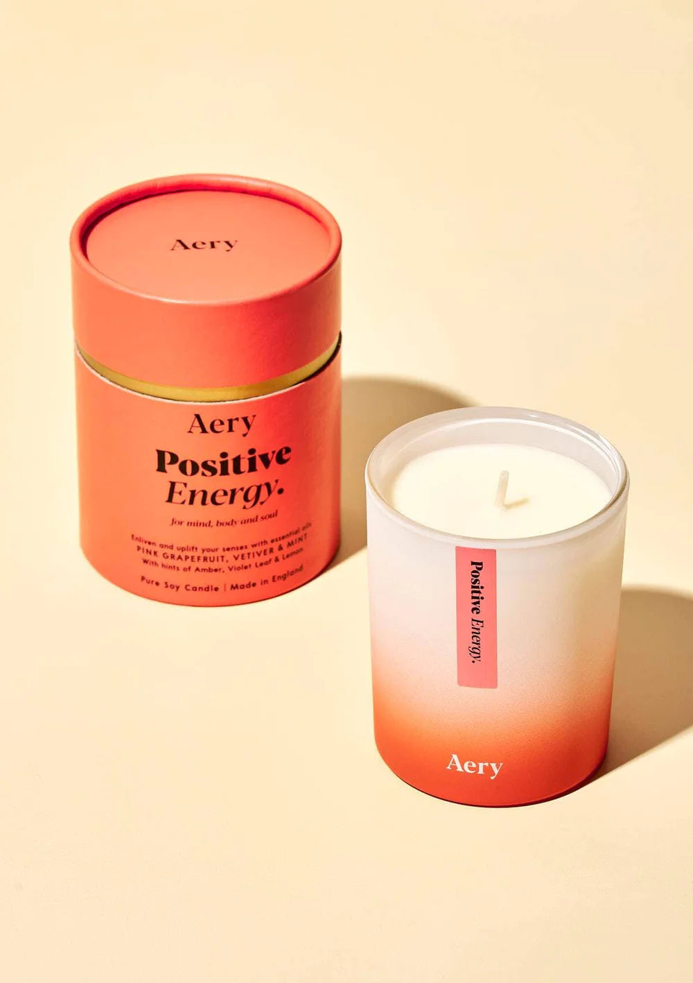 POSITIVE ENERGY SCENTED CANDLE - PINK GRAPEFRUIT VETIVER AND MINT