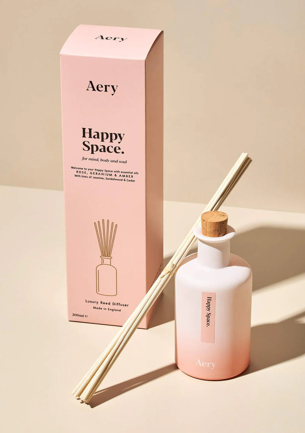 HAPPY SPACE REED DIFFUSER - ROSE GERANIUM AND AMBER