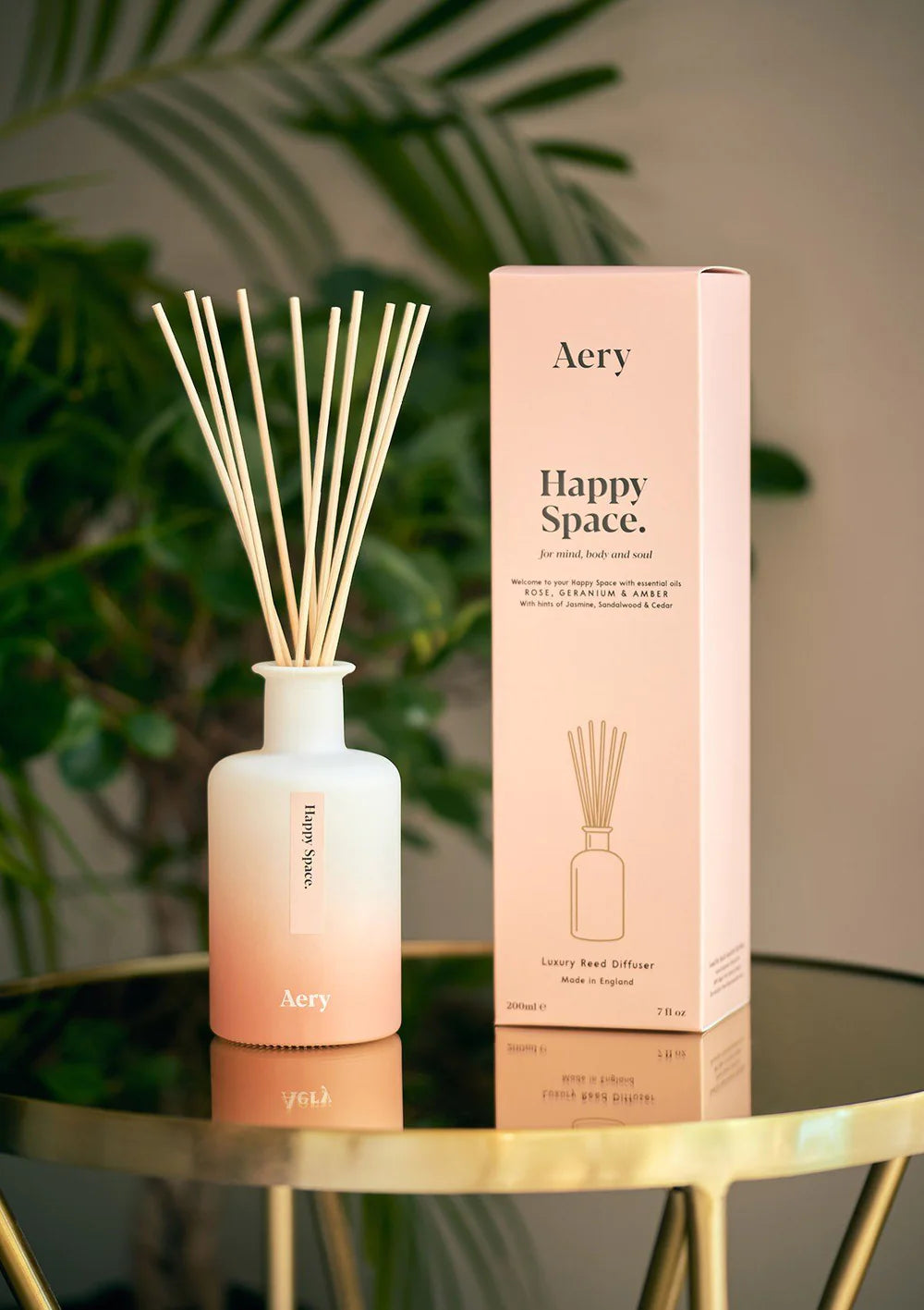 HAPPY SPACE REED DIFFUSER - ROSE GERANIUM AND AMBER